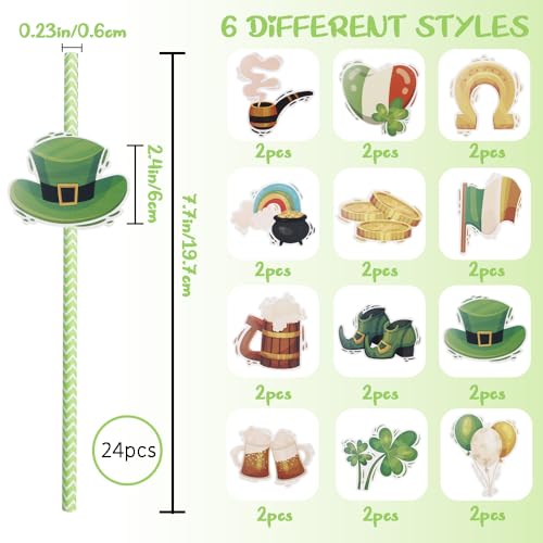 Pitillos de papel desechables tema San Patricio 24 pcs miniatura 2