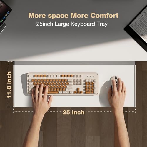 Image of Acrolix 59 inch L Shaped Standing Desk with Shelves Keyboard Tray,White