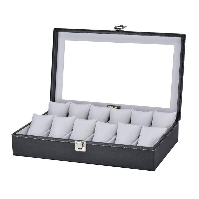 essart Men & Women Watch Box || Watch Case || Watch Organizer Box || Wrist Watch Display Case || Black For 12 Watches in PU Leather (B0B61SL94H) Amazon Price History, Amazon Price Tracker