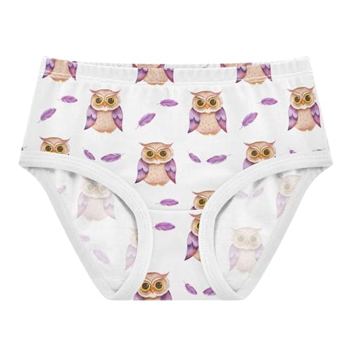 Joisal Cotton Toddlers Underwear Floral Cute Owls White Cartoon Purple Panties for Girl Cartoon Undies Kids Briefs 2t