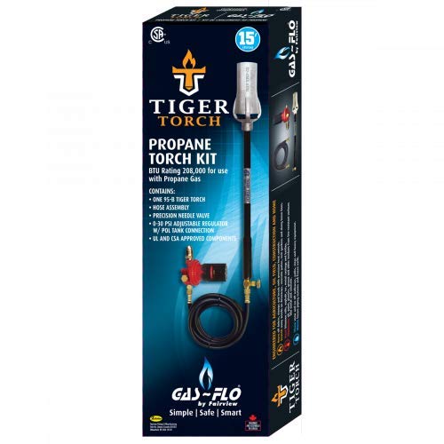 41T8Ev4y4+L. SL500 Gas-Flo Tiger Torch T-95 Kit - 208,000 BTU @ 30 PSI - Heavy Duty - 15' Hose - POL Tank Connection