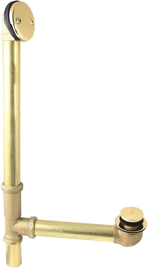 Kingston Brass DTT2162 Tip-Toe Bath Tub Drain and Overflow, Polished Brass 25.5 x 12.5 x 3.19
