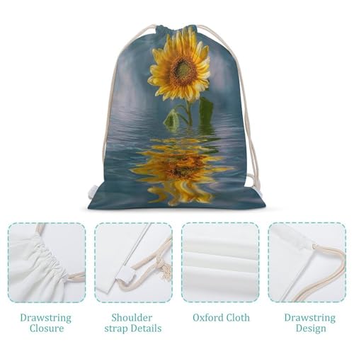 Drawstring Backpack Foldable Draw String Bags Sunflower in Water Sackpack Sports Gym Bag for Shopping Yoga4