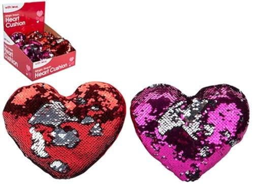 With Love… Coussin réversible à Paillettes avec cœurs Assortis