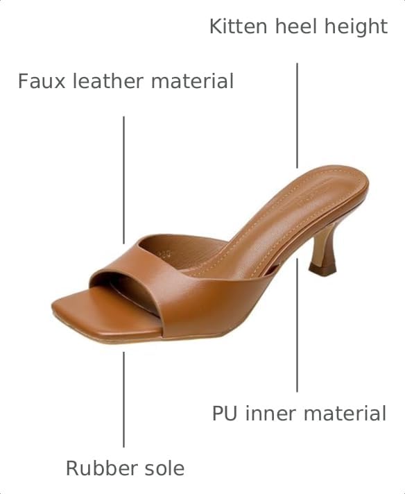 Image of Women's Square Open Toe Kitten Heel Slides Sandals Sexy One Band Slip-On Stiletto Heels Mules Casual Party Prom Dance Dress Dress