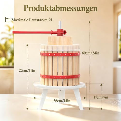 Foto von HENGMEI Obstpresse Weinpresse aus Eichenholz,12L