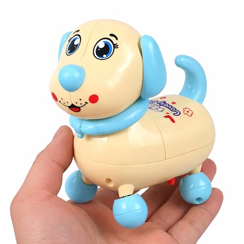Image of Musical 360 Dancing Dog Toy for Kids with LED Lights - Interactive Electric Walking Puppy Pull Along Pet Toy with Rope - Color As Per Stock