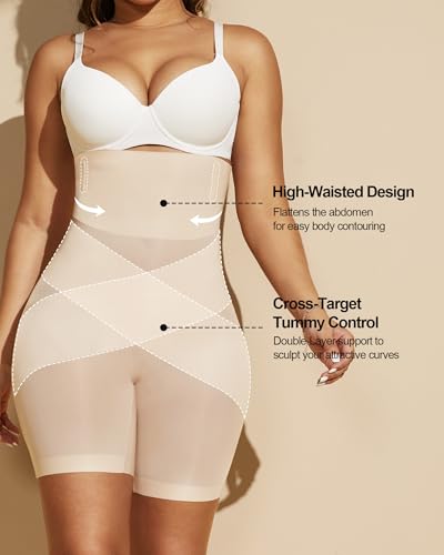 PAUKEE Tummy Control Shapewear for Women Butt Lifting Shaper Shorts High Waisted Seamless Girdles Shapewear2
