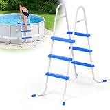Heavy Duty Steel Frame Swimming Pool Ladder for Above Ground Pools, 3-Step Double-Sided Pool Stairs for 36' Height Pools, 450lbs Capacity with Anti-Slip Rubber Feet & Wide Steps