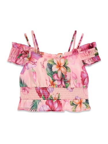 GUESS Girls Sleeveless Chiffon Tank Top, Hibiscus Oasis, 14