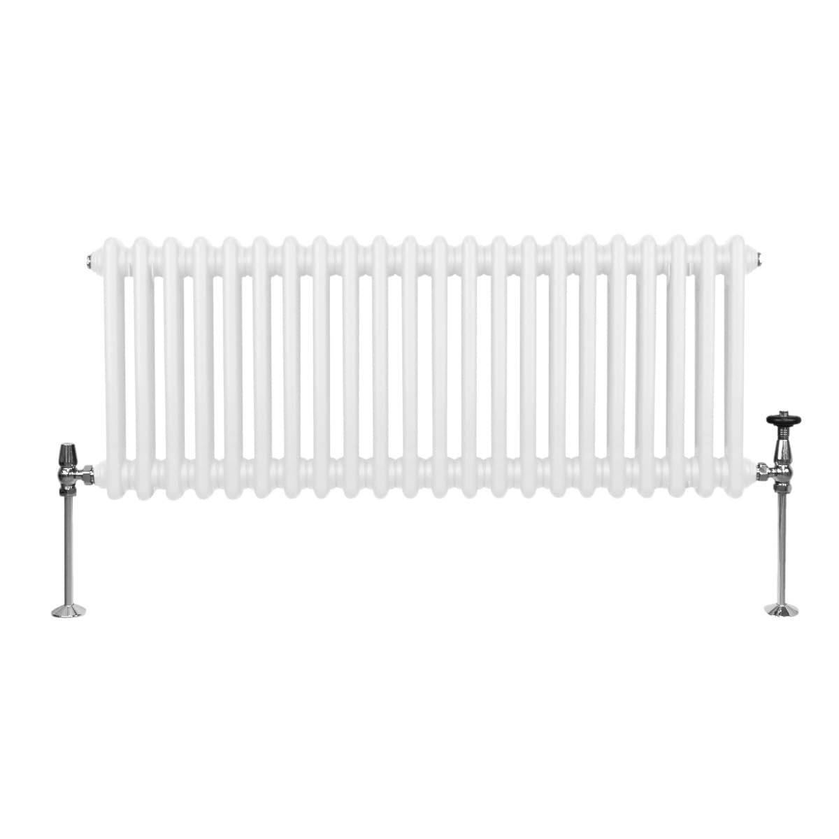 Radiador Tradicional Horizontal de 2 columnas 300mm x 1012mm | Blanco | Acero | Montado en pared | Kit de fijación y soportes + Cepillo de limpieza GRATIS | Calefacción estufa calefactor