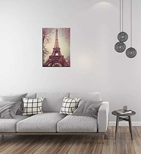 Vintage Paris Eiffel Tower Flower Branches Retro Architecture Canvas Wall Art Decor Prints,Framed #TOP3