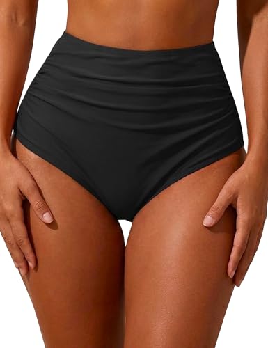 Bas de maillot de bain noir Hilor 52 en tissu extensible anti-glisse