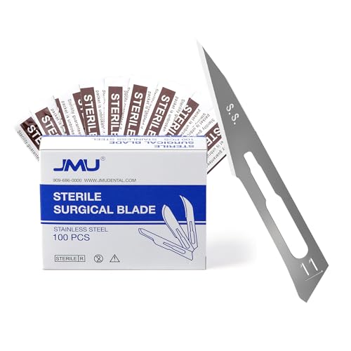 jmu 100pcs scalpel blades sterile 11 disposable stainless steel surgical blades individually foil wrapped