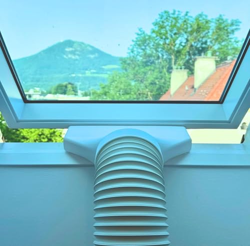 Fenster Adapter Klima Abluft extra breit und flach – Reduzierstück Ø150mm auf schmale Öffnung 35×4,5cm – Passend für mobile Klimaanlagen –...