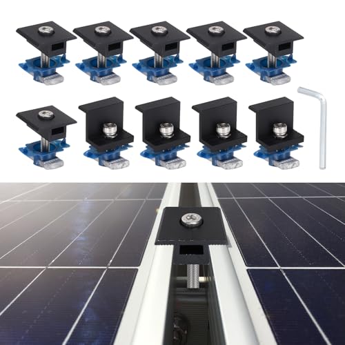 Ensemble de montage de panneau solaire avec 6 pinces moyennes T 30mm et 4 pinces d'extrémité 35mm - 2