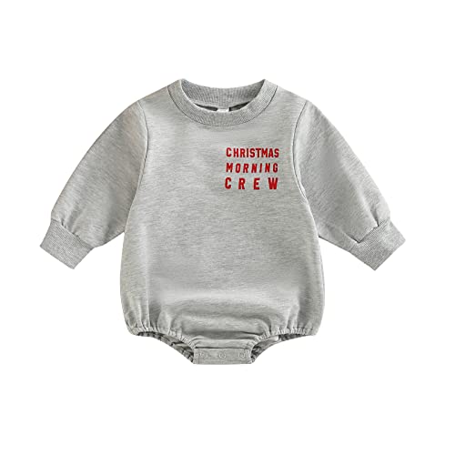 Newborn Baby Boys Girls Christmas Outfit Long Sleeve Crewneck Sweatshirt Oversize Bubble Romper Xmas Clothes