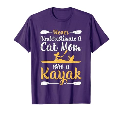 Funny Cat Mom Kayak T-Shirt for Men Women Kids