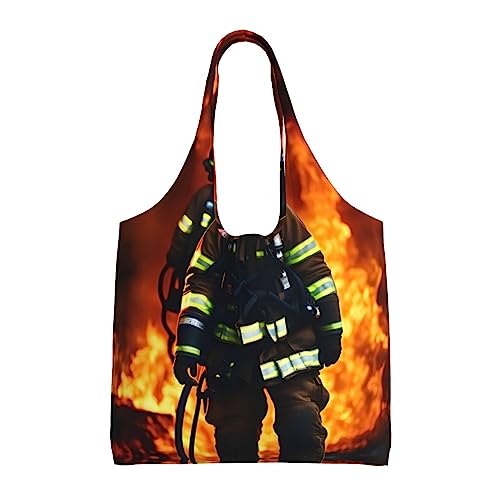 Sac fourre-tout flammes pour femme : cabas en toile noir 36x32 cm
