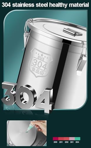 Barattolo ermetico in acciaio inox per olio, latte, vino, riso, fagioli, tè, resistente alle perdite, con coperchio ad anello in gomma siliconica e chiusura a scatto