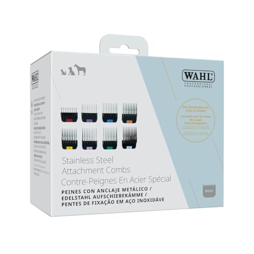 8er Set Metall-Aufsteckkämme/Aufsätze für Moser MAX 50 und für WAHL MAX 50+ und für Wahl MAXGO Hunde Schermaschine. SnapOn System