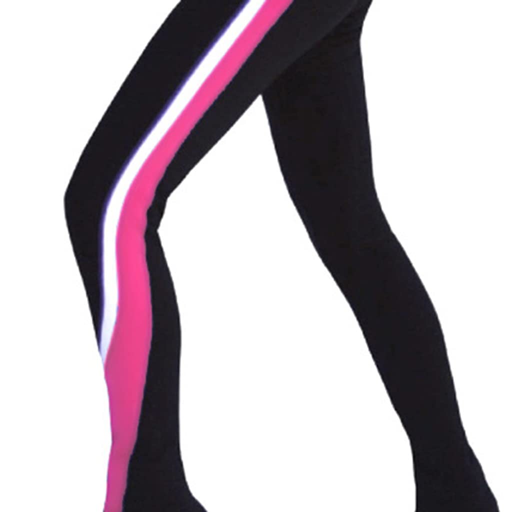 LIUHUO - Pantaloni da Pattinaggio sul Ghiaccio per Ragazze e Donne, Pantaloni da Pattinaggio Artistico, Pile Nero, Traspiranti, Leggings per Pattinaggio per Bambini