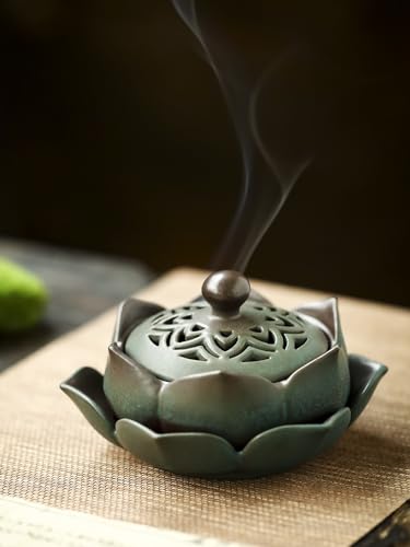 Brûleur d'encens antique lotus en céramique style chinois