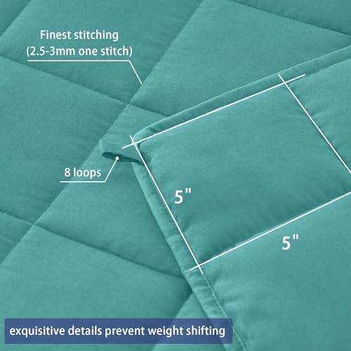 Image of yescool Weighted Blanket for Adults (20 lbs, 48 inch x 72 inch, Teal) Cooling Heavy Blanket for Sleeping Perfect for 190-210 lbs, Twin Size Breathable Blanket with Premium Glass Bead, Machine Washable