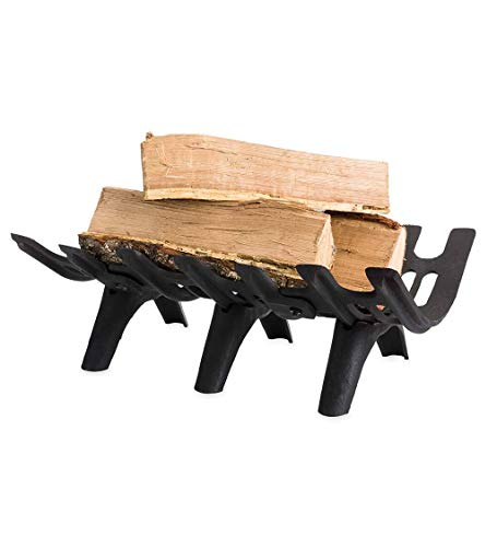 Plow & Hearth Large Heavy-Duty Cast Iron Deep-Bed Self-Feeding Fireplace and Hearth Wood Grate with Six Legs, 22" W at Front x 22" W at Rear x 15½"D x 7½"H - Image 3