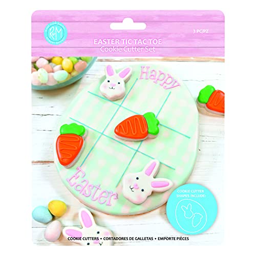 R&M Easter Tic Tac Toe Cookie Cutter Set, 3-Piece Stainless Steel – Includes Egg, Bunny & Carrot