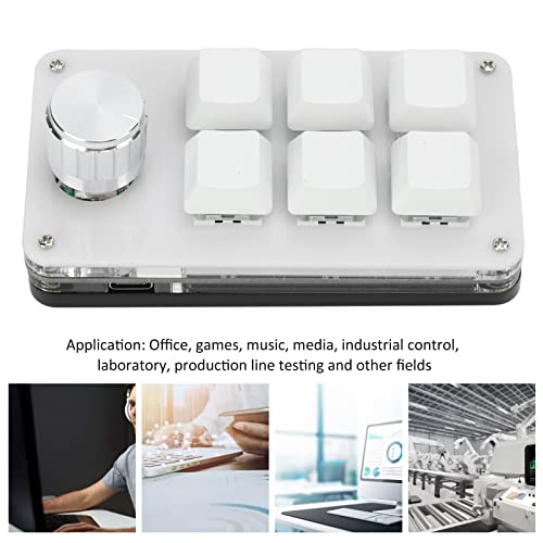 Yoidesu Mini Macro Mechanical Keyboard, Blue Switch 6 Key Fully Programmable Keyboard With Knob, Mini Shortcut Gaming Keypad, One Handed Mechanical Keyboard, Type C Usb Wired (Black White) #TOP3