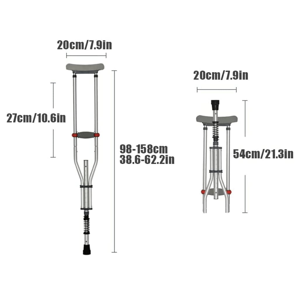 LIOONS Muletas para Ancianos, muletas para Axilas para Adultos, Plegables con Botones de Aluminio Que absorben los Golpes, Bastones de Altura Ajustable, Bastones de pie