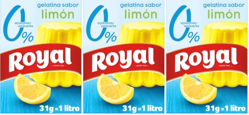 Royal Gelatina Sabor Limón 0%, Sin Azúcar, Preparado en Pack 31 g (Paquete de 3)