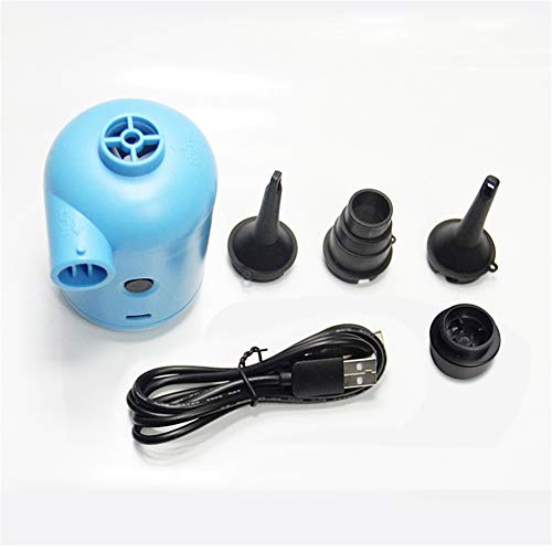 ShiningLove Mini pompe à air électrique USB rechargeable avec 4 buses pour matelas gonflable de piscine Bleu Cover