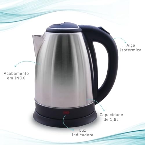 Chaleira Elétrica 220v Inox 1,8L Desliga Automático