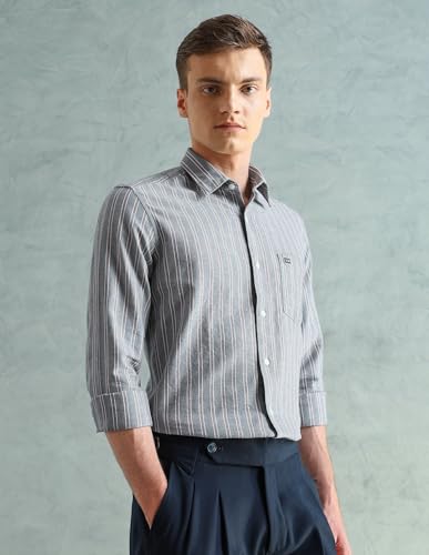 Image of Arrow Sport Men Slim fit Cotton Checked Long Sleeves Spread Collar Shirt