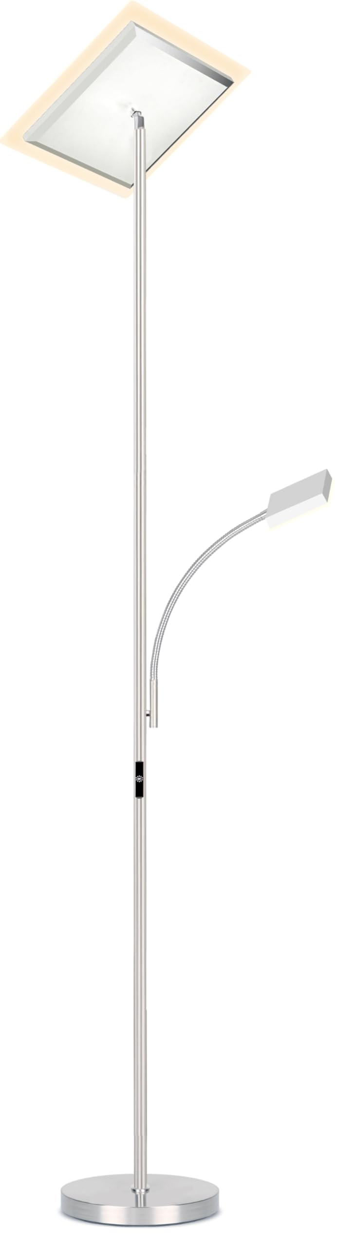 MeLiTec LED Deckenfluter mit Leseleuchte | Titan | Eckig | Dimmbar Warm- bis Kaltweiß | Stehlampe | ST59