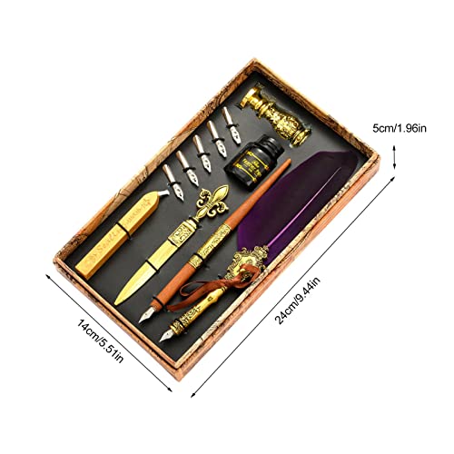 caneta e Quill | Quill Pen Ink Set Canetas Caligrafia,Caneta imersão, cera vedação, carimbo vedação,