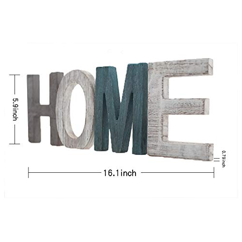 image for Hendson Rustic Wood Home Sign Decor, Home Decor Word Signs, Freestandi