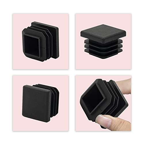 Image of Flyshop 22 x 22 mm, 0.87 inch x 0.87 inch Black Plastic Hole Plugs Square Tubing End Caps Tube Inserts Durable Furniture Glide for Chair Table Stool Leg 8 Pack