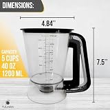 Pancake Batter Dispenser | 5-Cup Mix Pourer for Pancakes, Waffles, Crepes, Muffins, Cupcakes | Squeeze Handle, Portion Control Pitcher, Durable Drip-Free Design | Baking Accessories (Original Black)