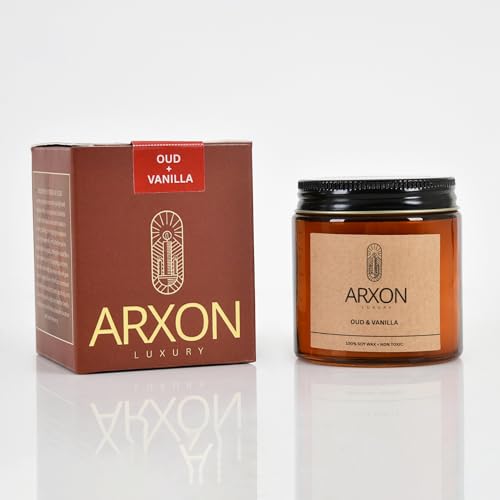 Image of Arxon Aromatherapy Soy Wax Scented Candle | Sleep /Destress - Focus /Meditate - Relax /Calm - Refresh /Rejuvenate | 100g Each, 30Hrs Burn Time | Corporate Gifting Oud Vanilla
