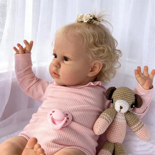 Muñeca Reborn Bebé Realista 24 Pulgadas Pelo Rubio miniatura 5