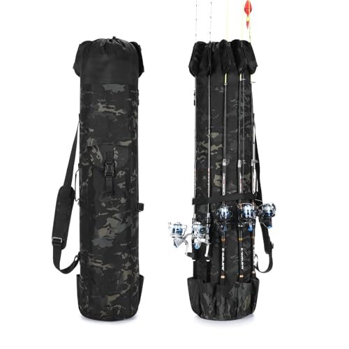 Wowelife Fishing Rod Bag, Pole Bag Reel Organizer Rod Case Storage for Gear, Tackle, Travel - Gifts for Men, Family (Black Caomo) by Wowelife - Used condition - US$19.99