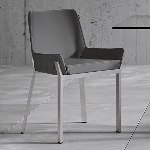 Zuri Furniture Sydney Gray Leatherette Dining Chair With Polished Stainless Steel Legs #TOP29