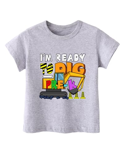Image of First Day of Preschool Shirt Pre K Shirts for Girls Boys Toddler Kids 1st Day of Kindergarten Gift Cotton Tee 2T-7Y