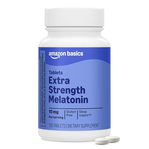Amazon Basics Extra Strength Melatonin Tablets, 10 mg, 120 Count