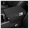 Funda para consola central de automóvil, funda de cuero de microfibra para reposabrazos de automóvil con 2 bolsas de almacenamiento, caja de almacenamiento universal para reposabrazos, negro