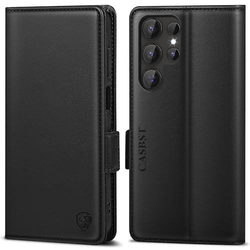 CASBST Handyhülle für Samsung Galaxy S24 Ultra Hülle Premium Leder Schutzhülle Klappbar mit Kartenfach Ständer Magnet Ha...