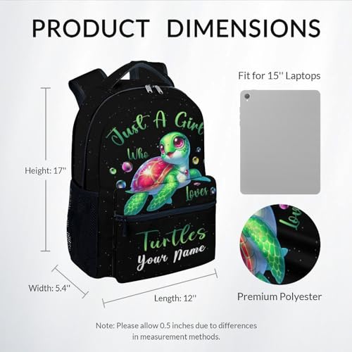 UNIKITTY Custom Girls Backpack Ages 6-8, School Backpack for Girls, Cute Sea Turtle Backpack with Adjustable Straps, 17" Durable Large Capacity Elementary Bookbags for Travel2